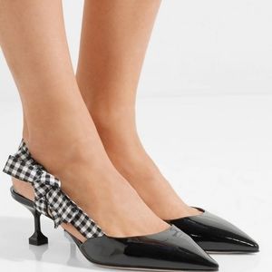 NWT Miu Miu patent leather gingham cavas singback